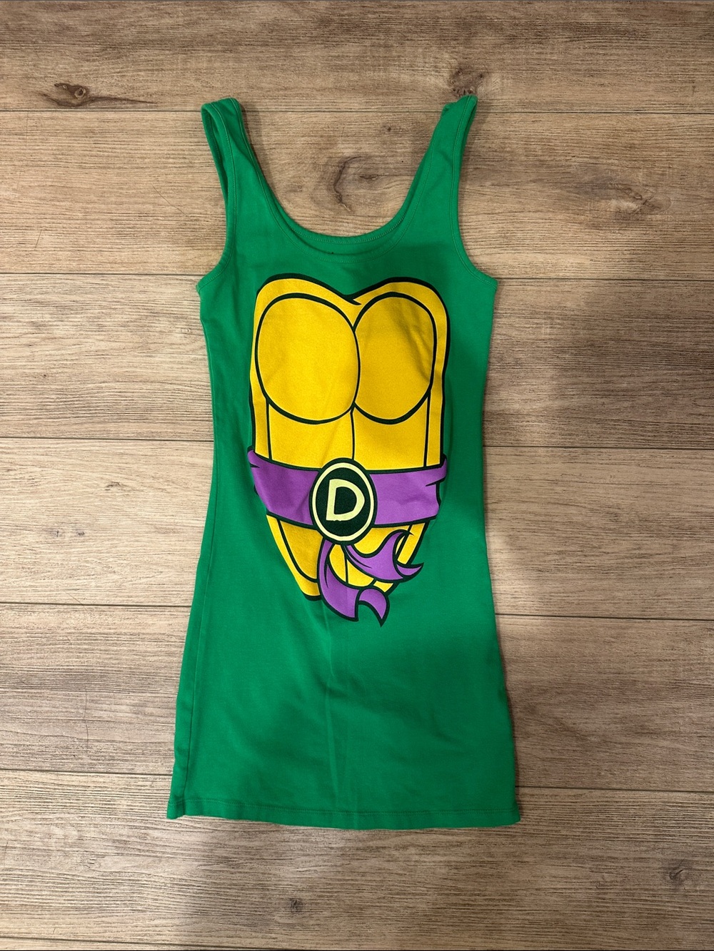 Ninja Turtles - Mighty Fine Green Tank Dress with Yellow & Purple Graphic